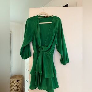 Zara Green Plunge Wrap Dress